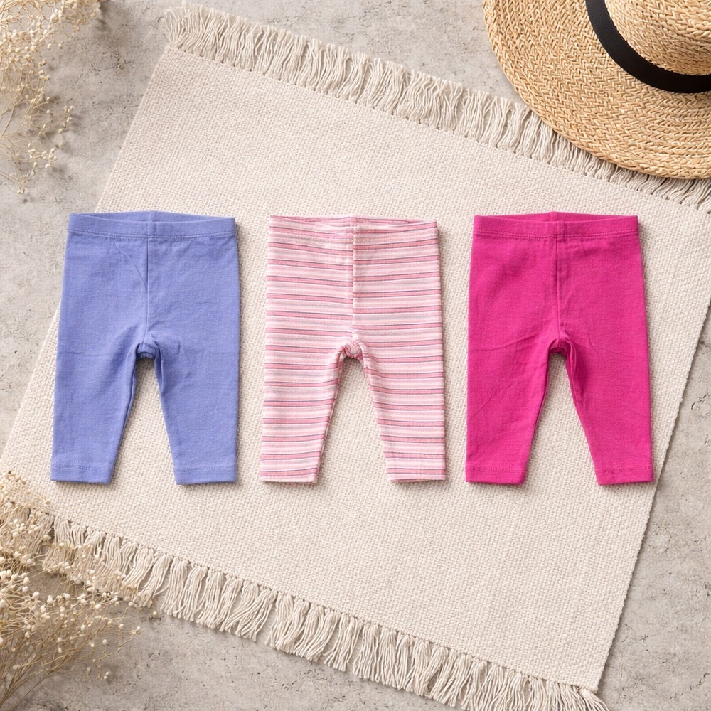 Hanes Kids Leggings Trio - Blue, Pink, and Striped